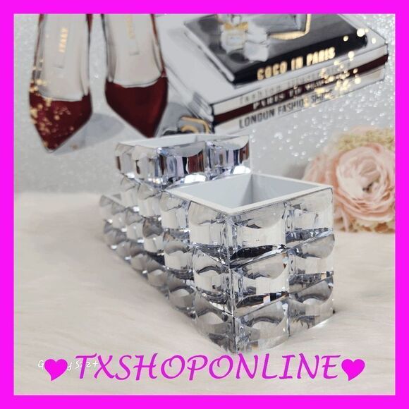 { bebe } Silver like Rhinestone mirrored Brushes, pencil, pens Organizer NWT - Picture 2 of 6